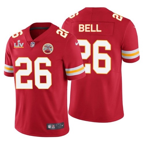 Men's Kansas City Chiefs #26 Le'Veon Bell Red NFL 2021 Super Bowl LV Stitched Jersey